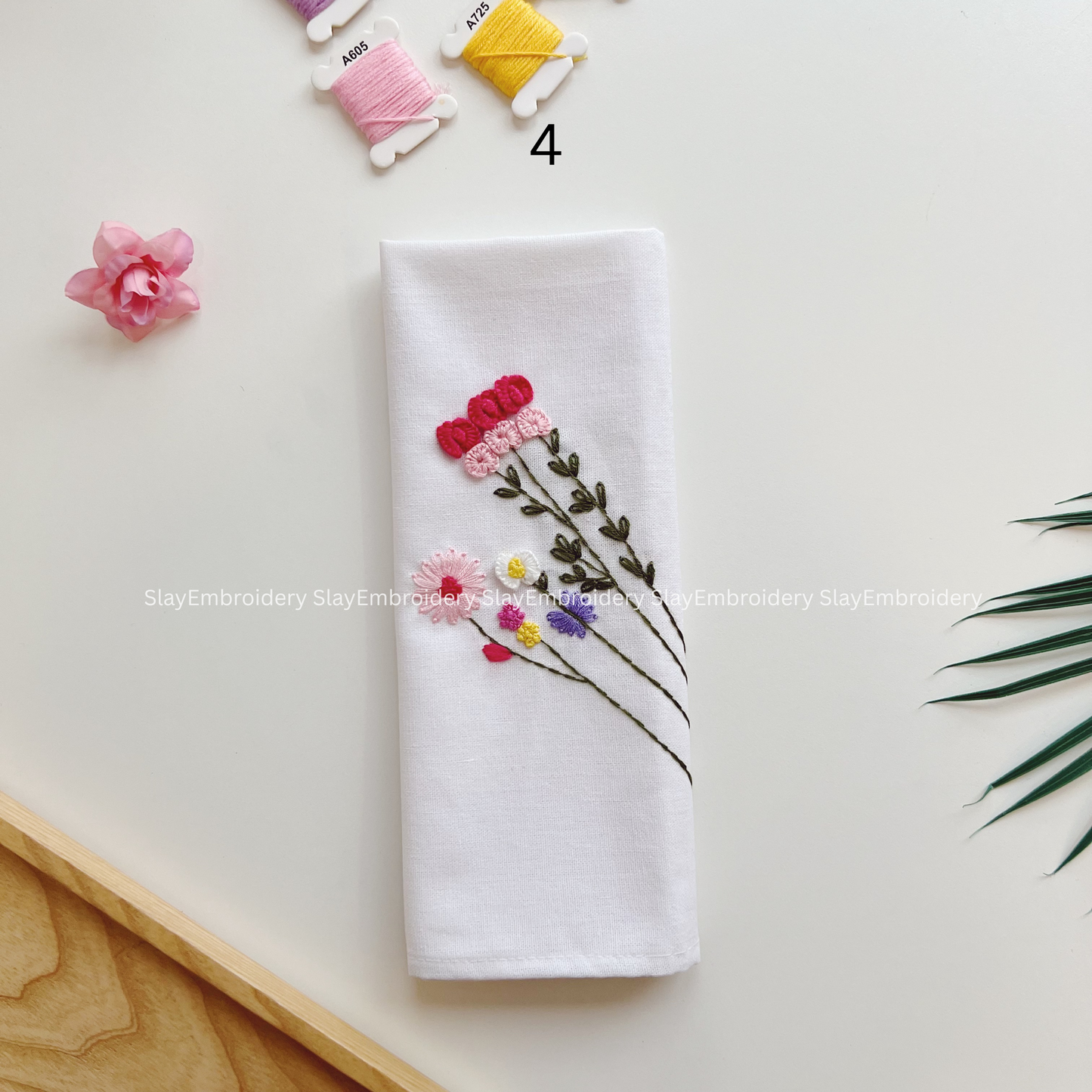 Meadow Muse Embroidered Linen Napkins – Elegant Floral Napkin – Rustic Wedding Table Decor Housewarming Gift, for Her or Hostess