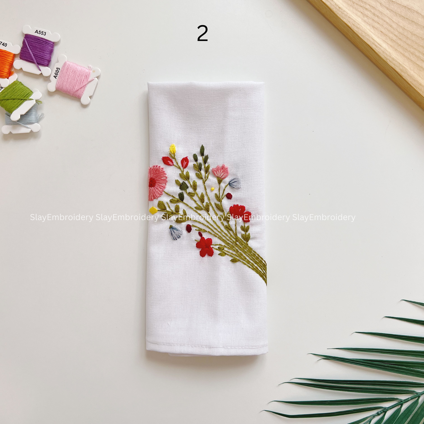 Wildflower Embroidered Linen Napkins – Elegant Floral Napkin – Rustic Wedding Table Decor Housewarming Gift, for Her or Hostess
