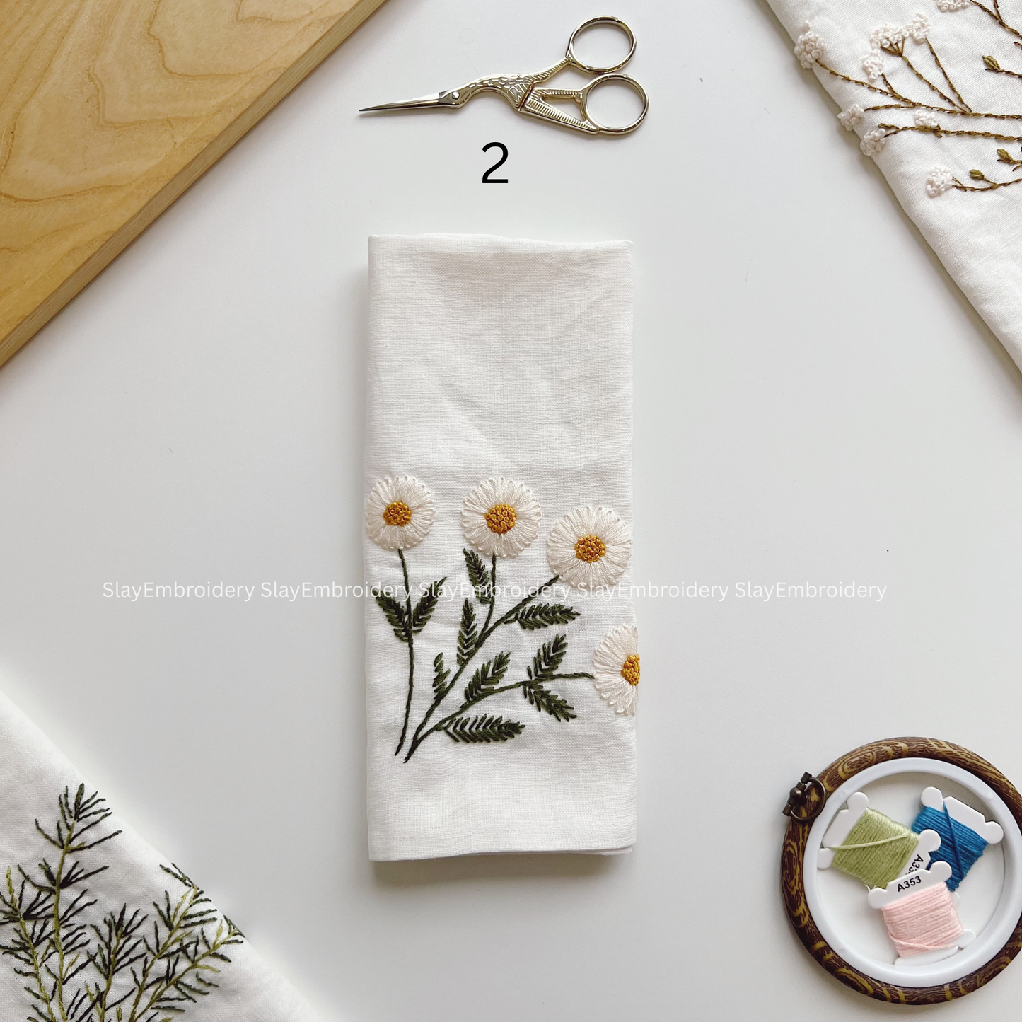 Wildflower Embroidered Linen Napkins – Elegant Floral Napkin – Rustic Wedding Table Decor Housewarming Gift, for Her or Hostess