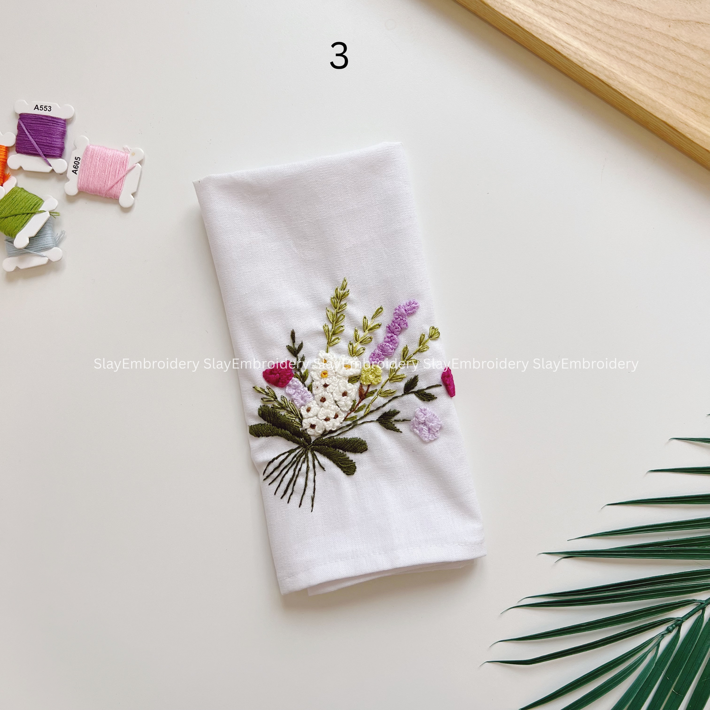 Wildflower Embroidered Linen Napkins – Elegant Floral Napkin – Rustic Wedding Table Decor Housewarming Gift, for Her or Hostess