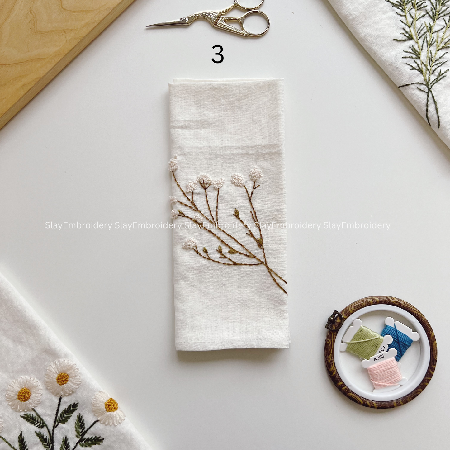 Wildflower Embroidered Linen Napkins – Elegant Floral Napkin – Rustic Wedding Table Decor Housewarming Gift, for Her or Hostess