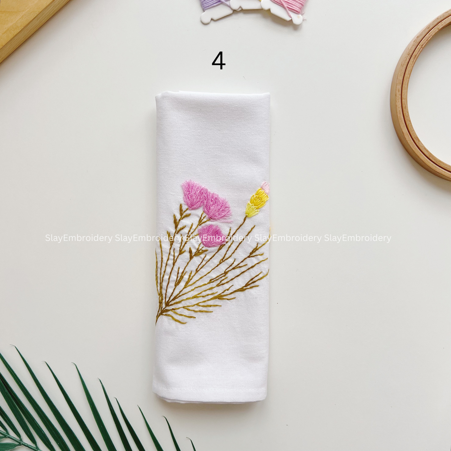 Floral Embroidered Linen Napkins – Elegant Floral Napkin – Rustic Wedding Table Decor Housewarming Gift, for Her or Hostess