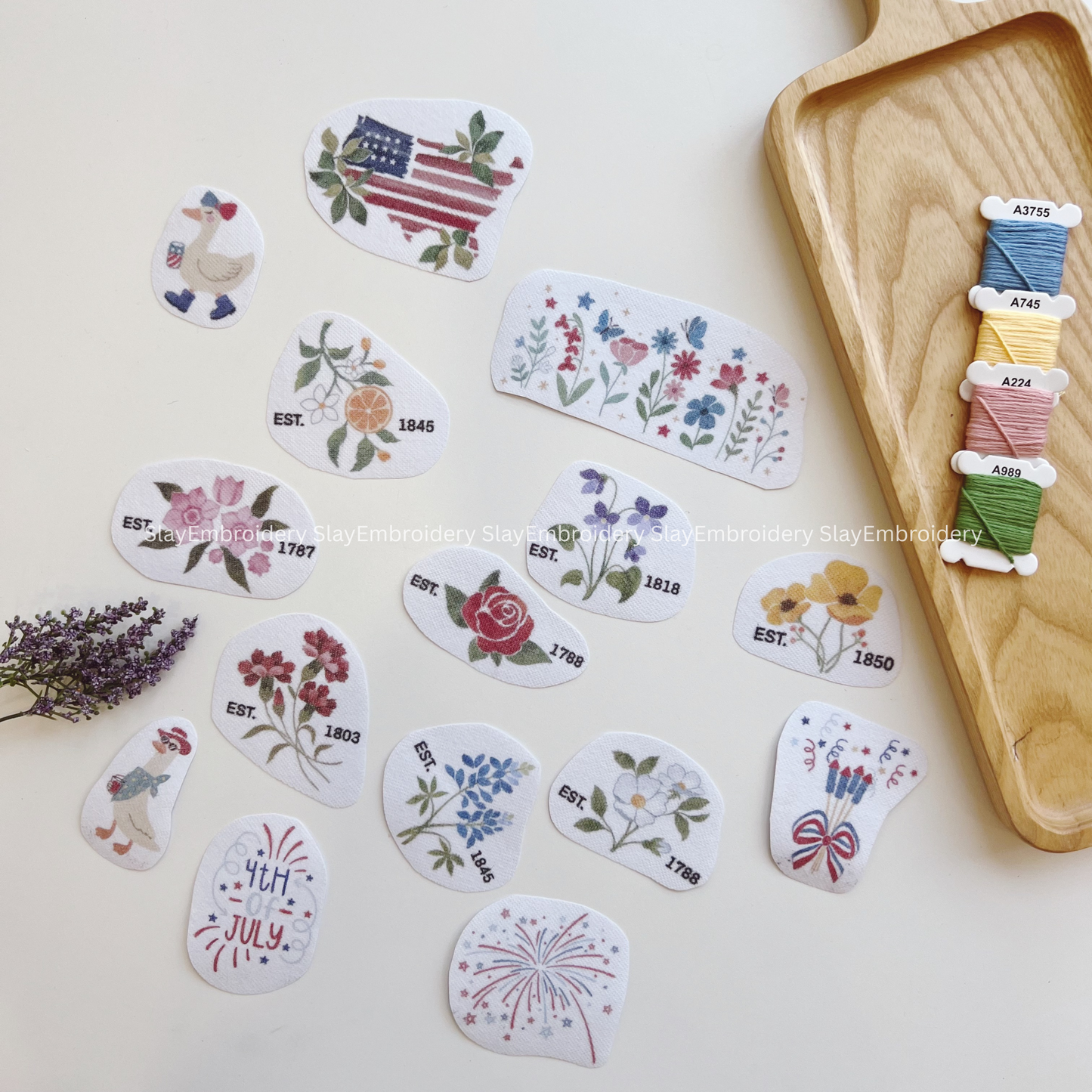 American Flora Embroidery Pattern For Beginner Easy To Use Stick and Stitch