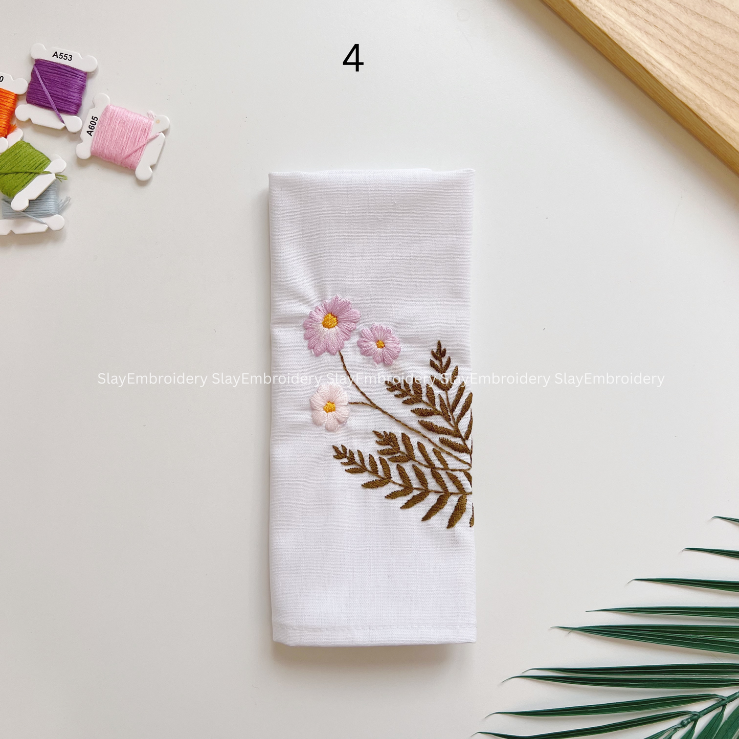 Wildflower Embroidered Linen Napkins – Elegant Floral Napkin – Rustic Wedding Table Decor Housewarming Gift, for Her or Hostess