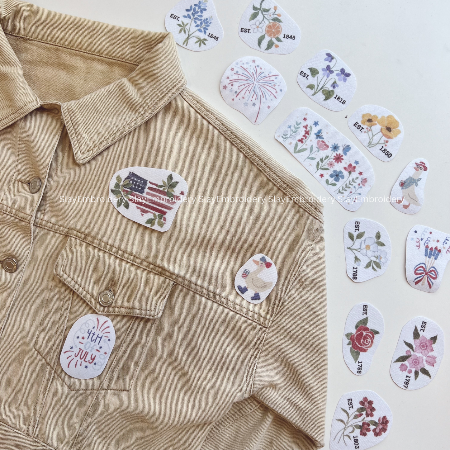 American Flora Embroidery Pattern For Beginner Easy To Use Stick and Stitch