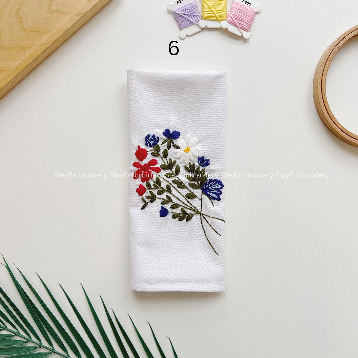 Floral Embroidered Linen Napkins – Elegant Floral Napkin – Rustic Wedding Table Decor Housewarming Gift, for Her or Hostess