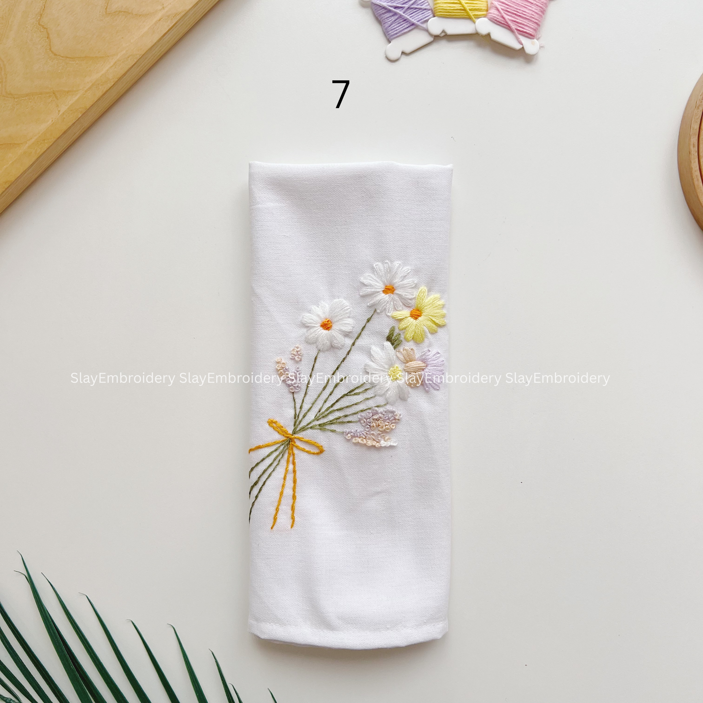 Floral Embroidered Linen Napkins – Elegant Floral Napkin – Rustic Wedding Table Decor Housewarming Gift, for Her or Hostess