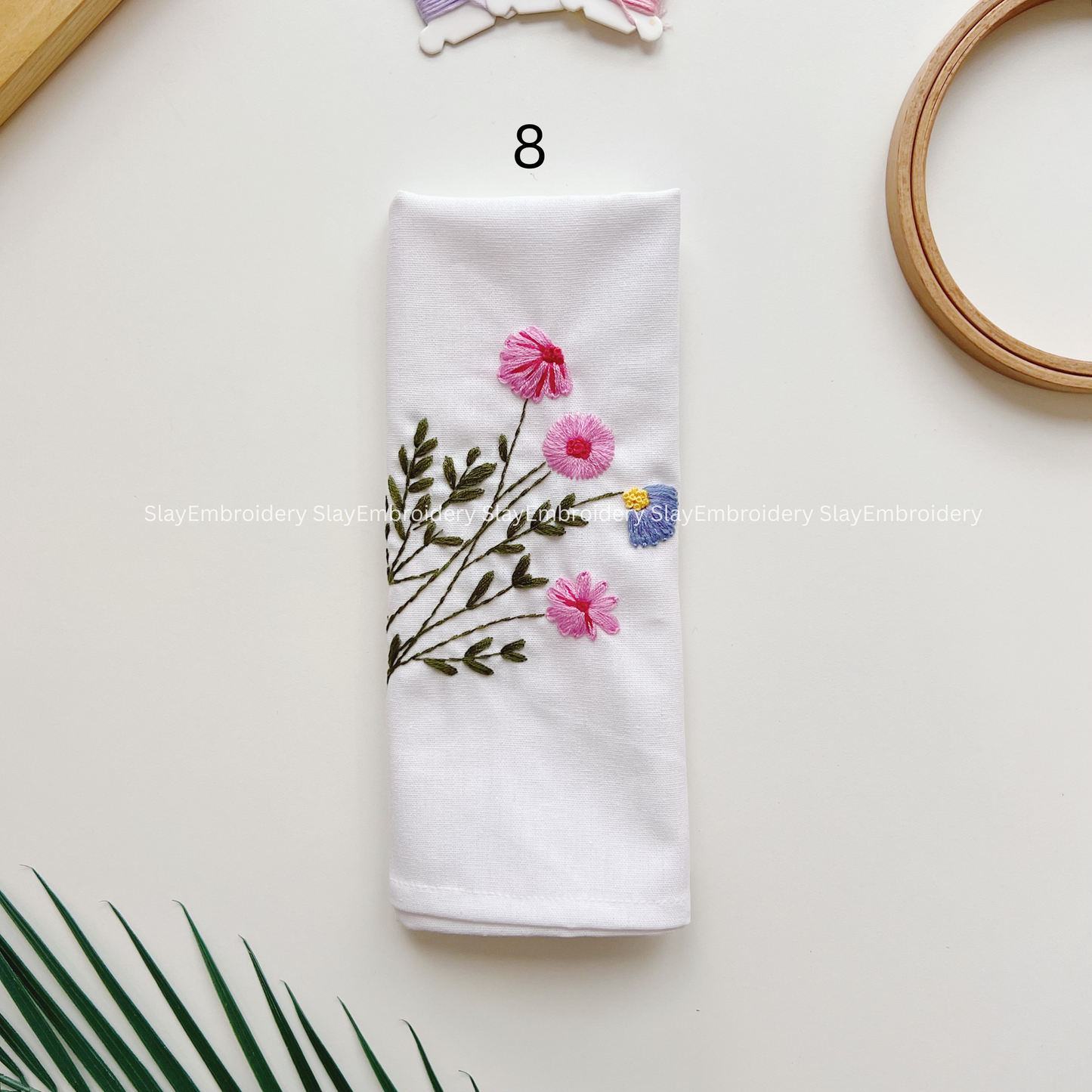 Floral Embroidered Linen Napkins – Elegant Floral Napkin – Rustic Wedding Table Decor Housewarming Gift, for Her or Hostess