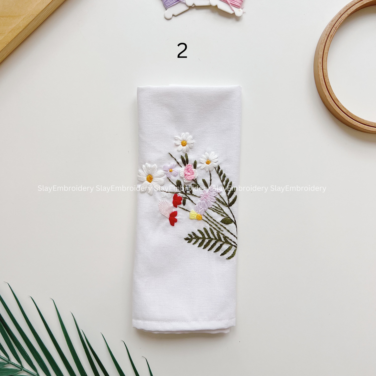 Floral Embroidered Linen Napkins – Elegant Floral Napkin – Rustic Wedding Table Decor Housewarming Gift, for Her or Hostess