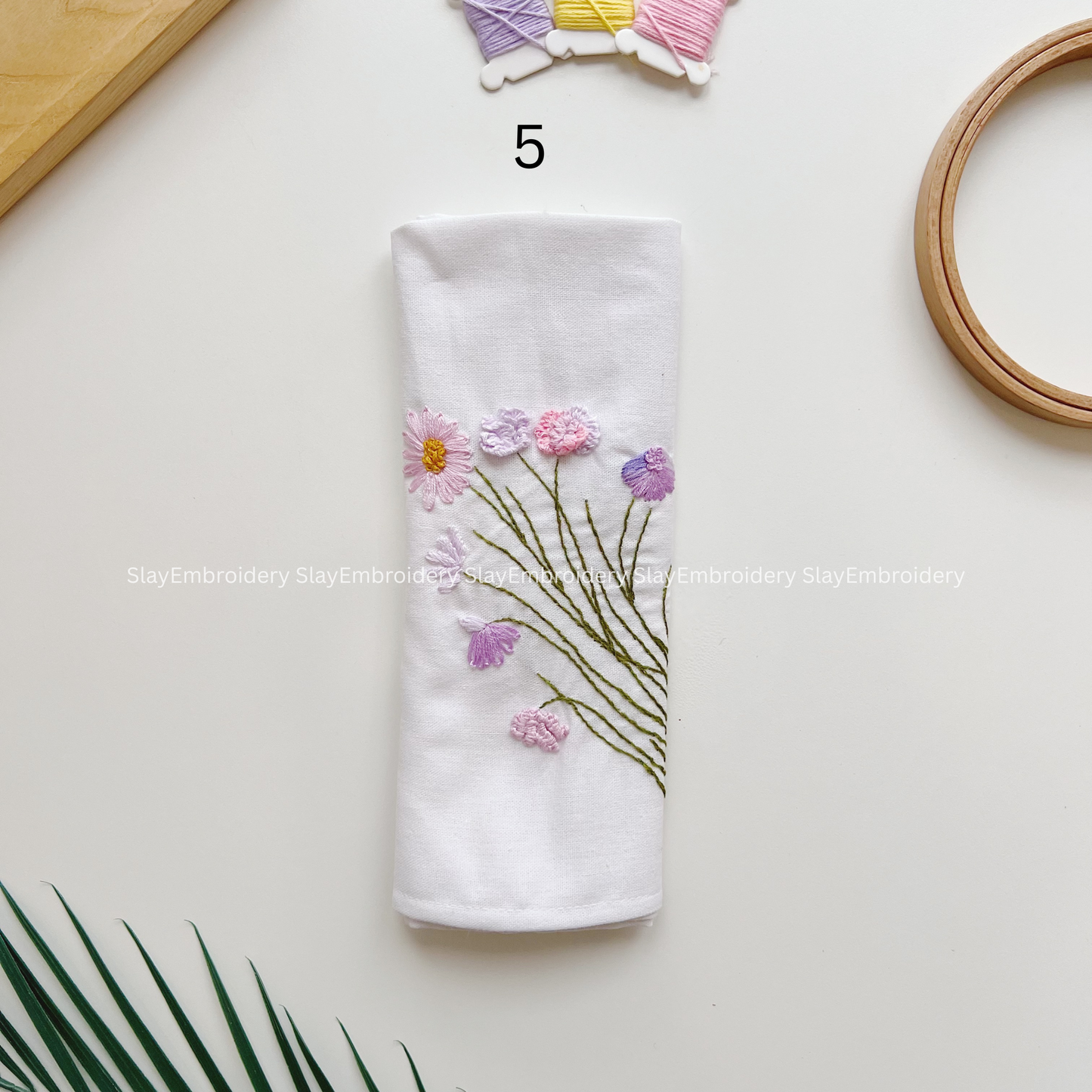 Floral Embroidered Linen Napkins – Elegant Floral Napkin – Rustic Wedding Table Decor Housewarming Gift, for Her or Hostess